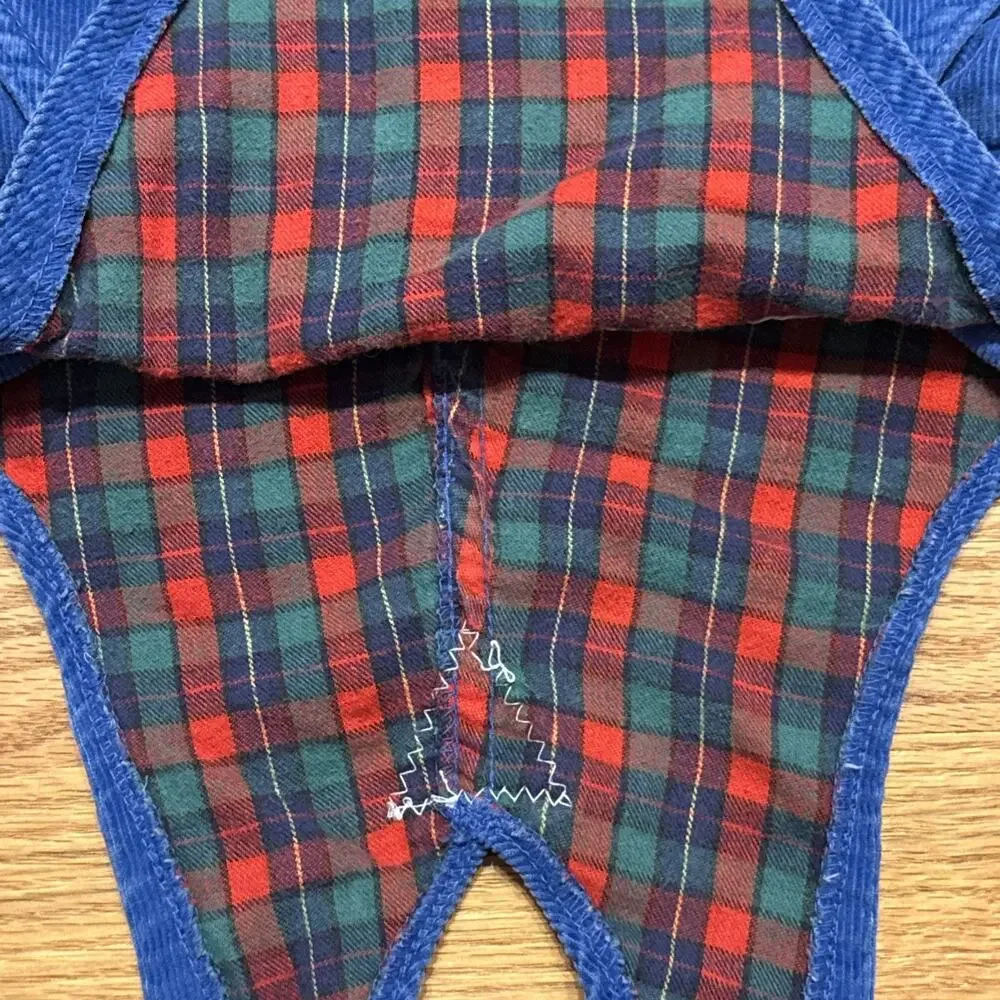 VTG 80’s OshKosh B'gosh Blue Corduroy Flannel Lined Overalls Size 24 Months 2T